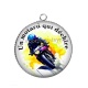 Pendentif Cabochon Argent - un motard qui déchire