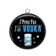 Pendentif Cabochon Argent -  j'peux pas j'ai vodka