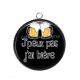 Pendentif Cabochon Argent - j'peux pas j'ai bière