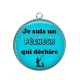 Pendentif Cabochon Argent - je suis un pêcheur qui déchire