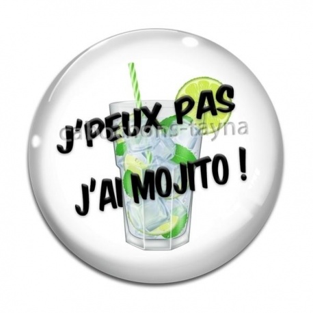 Cabochon Verre - j'peux pas j'ai mojito