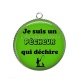 Pendentif Cabochon Argent - je suis un pêcheur qui déchire