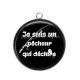 Pendentif Cabochon Argent - je suis un pêcheur qui déchire