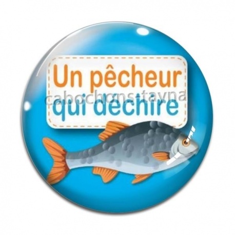 Cabochon Verre - un pêcheur qui déchire