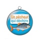 Pendentif Cabochon Argent - un pêcheur qui déchire