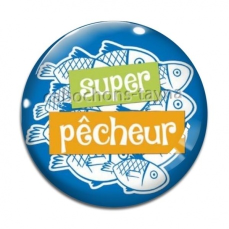 Cabochon Verre - super pêcheur