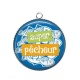 Pendentif Cabochon Argent - super pêcheur