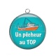 Pendentif Cabochon Argent - un pêcheur au top