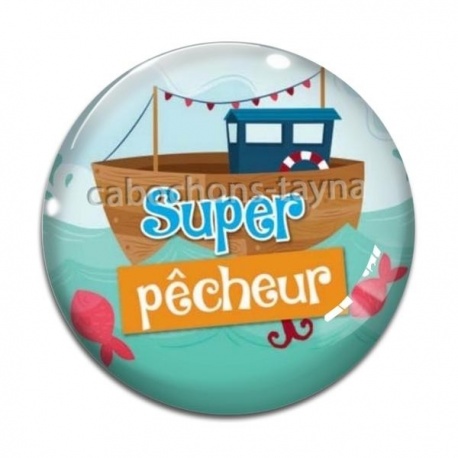 Cabochon Verre - super pêcheur