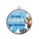Pendentif Cabochon Argent - je suis un pêcheur qui déchire
