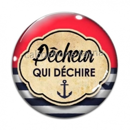 Cabochon Verre - pêcheur qui déchire