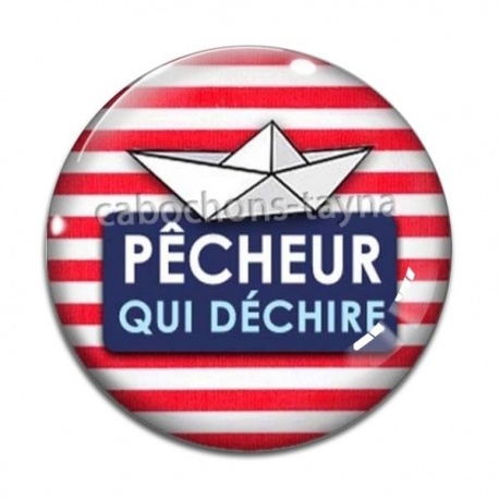 Cabochon Verre - pêcheur qui déchire