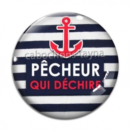 Cabochon Verre - pêcheur qui déchire