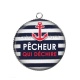 Pendentif Cabochon Argent - pêcheur qui déchire