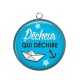 Pendentif Cabochon Argent - pêcheur qui déchire