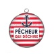 Pendentif Cabochon Argent - pêcheur qui déchire