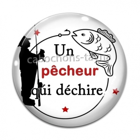 Cabochon Verre - unpêcheur qui déchire