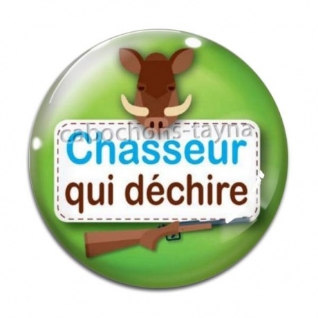Cabochon Verre - chasseur qui déchire