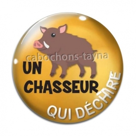 Cabochon Verre - un chasseur qui déchire