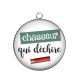 Pendentif Cabochon Argent - chasseur qui déchire