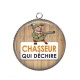 Pendentif Cabochon Argent - chasseur qui déchire
