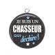 Pendentif Cabochon Argent - un chasseur qui déchire
