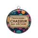 Pendentif Cabochon Argent - chasseur qui déchire