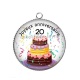 Pendentif Cabochon Argent - joyeux anniversaire 20 ans