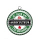Pendentif Cabochon Argent - je suis une agriculteur qui déchire