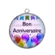 Pendentif Cabochon Argent - bon anniversaire
