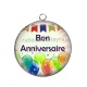 Pendentif Cabochon Argent - bon anniversaire