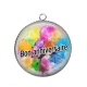 Pendentif Cabochon Argent - bon anniversaire
