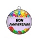 Pendentif Cabochon Argent - bon anniversaire