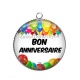Pendentif Cabochon Argent - bon anniversaire