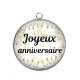 Pendentif Cabochon Argent - joyeux anniversaire