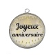 Pendentif Cabochon Argent - joyeux anniversaire