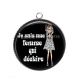 Pendentif Cabochon Argent - je suis une femme qui déchire