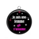 Pendentif Cabochon Argent - je suis une femme qui j'assume