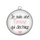 Pendentif Cabochon Argent - je suis une femme qui déchire