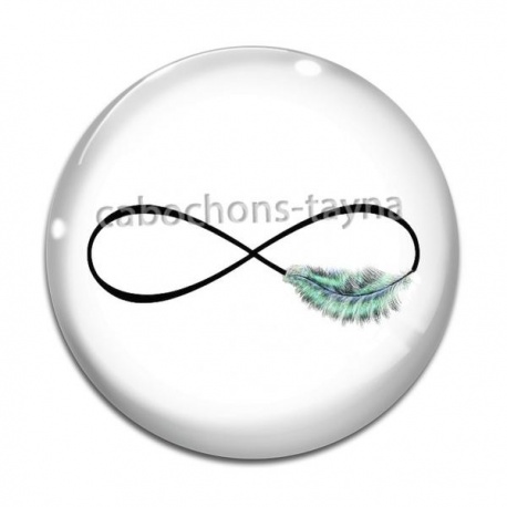 Cabochon Verre - signe infini plume
