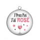 Pendentif Cabochon Argent - j'peux pas j'ai rosé