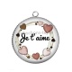Pendentif Cabochon Argent - je t'aime