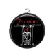 Pendentif Cabochon Argent - je t'aime