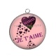 Pendentif Cabochon Argent - je t'aime maman