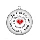 Pendentif Cabochon Argent - je t'aime un peu, beaucoup à la folie