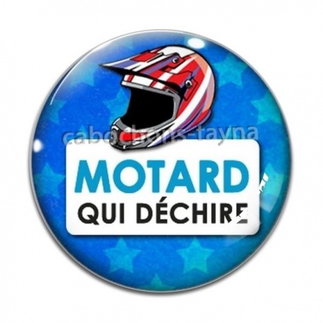 Cabochon Verre - motard qui déchire