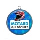 Pendentif Cabochon Argent - motard qui déchire