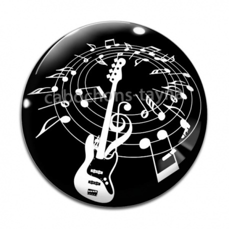 Cabochon Verre - guitare note de musique