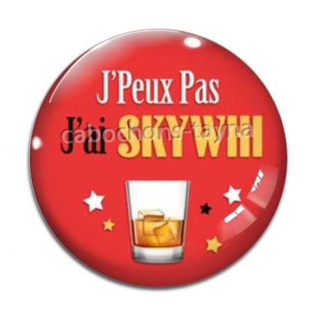 Cabochon Verre - j'peux pas j'ai skywhi