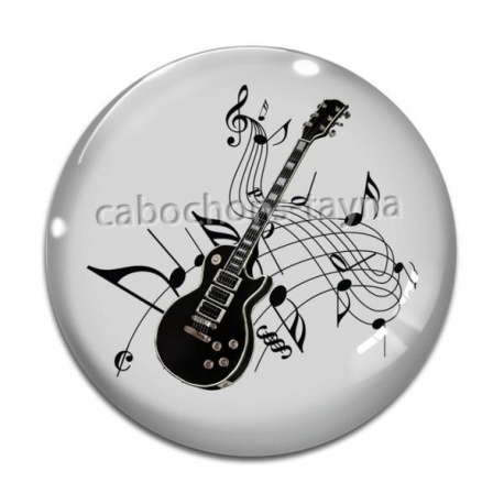 Cabochon Verre - guitare note de musique